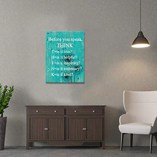 Visual-Art-Decor-Inspirational-Before-You-Speak-Think-Sign-Canvas-Prints-Wall-Art-Framed-and-Stretched-Motivational-Quotes-for-Classroom-Home-Office-Bedroom-Living-Room-Decoration-01-Teal-24x32