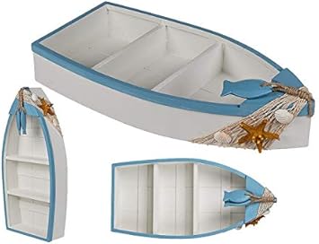 Bootsregal maritim weiß mit Fischen - Standregal, Badezimmerregal