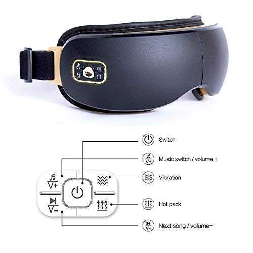 Ojos dispositivo de masaje eléctrica Reduzca Ojo oscuros anillos, calor/música y aire Compresión Tres modos Ojo Cuidado Mejora el Dormir