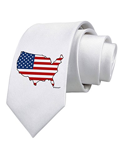 TooLoud United States Cutout - American Flag Design Printed White Neck Tie