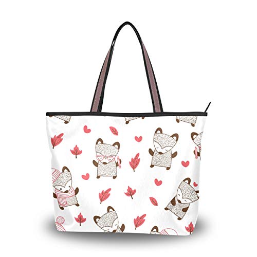 Women Top Handle Handbag Large Tote Bag Fox Shopping Travel Shoulder Bag