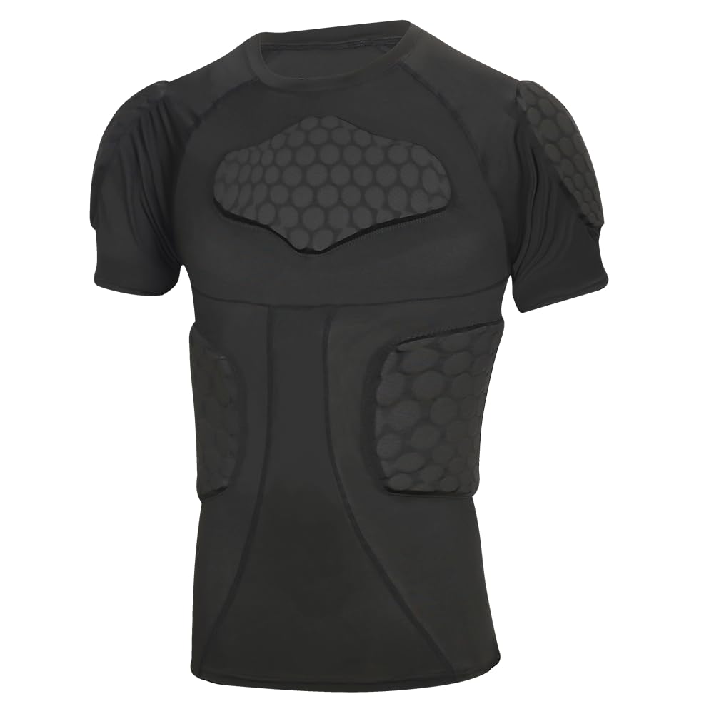 Photo 1 of Men's Padded Compression Shirt Football Rib Protectors 6-Pads Chest Protector Padded Shirt Protective Gear for Adult Football Baseball Basketball Softball Rugby-L