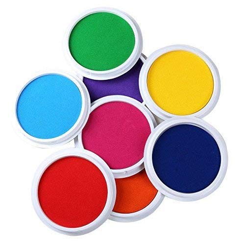 Laojbaba Craft Large Ink Pad Stamps Partner DIY Color,8 Colors Rainbow Finger Ink pad for Kids (Pack of 8)