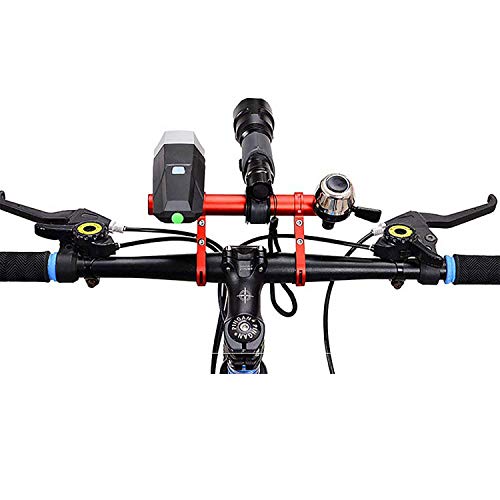 Eyours 7.88” Bike Double Handlebar Extender Carbon Fiber Mount Holder for Bicycle Accessories Flashlight Lamp Phone(red+Black)