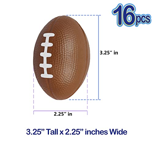 Mini Foam Footballs 16 Pcs Pack 3.25” Inch Party Favor Balls Mini Football Stress Balls Bulk