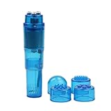 Allrise 1PC Mini Massager Handhled Body Face Shoulder Massage Pocket Travel Rocket ,Different 4 Heads (blue)
