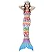 GALLDEALS 3PCS Girls' Swimsuit Mermaid Tail For Swimming Princess Bikini Set Swimsuit Bathingsuit
