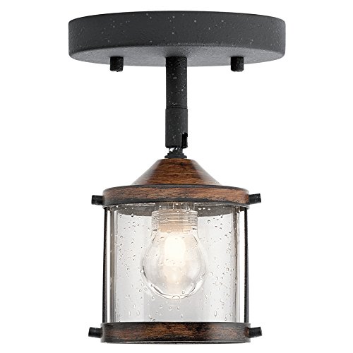 Kichler Barrington 1 Light 4 In Distressed Black And Wood Dimmable