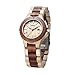 MEKU Women's Handcrafted Wood Wrist Watch Sandalwood Timepiece Elegant Wooden Wrist Watch Date Beige