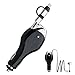 Lauco High Speed Charge 2-In-1 Retractable Car Charger, 5V Dual Port Charging Connector Micro USB Cable, 90CM Lightning Vehicle Charger Compatible to IOS or Android Devices - Black
