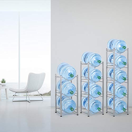 3-Tier Water Bottle Holder Cooler Jug Rack, 5 Gallon Water Bottle Storage Rack Detachable Heavy Duty Chrome Water Bottle Cabby Rack Caddy Carrier with Holder