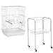 Yaheetech 46.5” White Metal Bird Cage Parrot Cockatiel House Stand On Wheels with 3 Front Doors/Bottom Tray/Bottom Shelfthumb 1