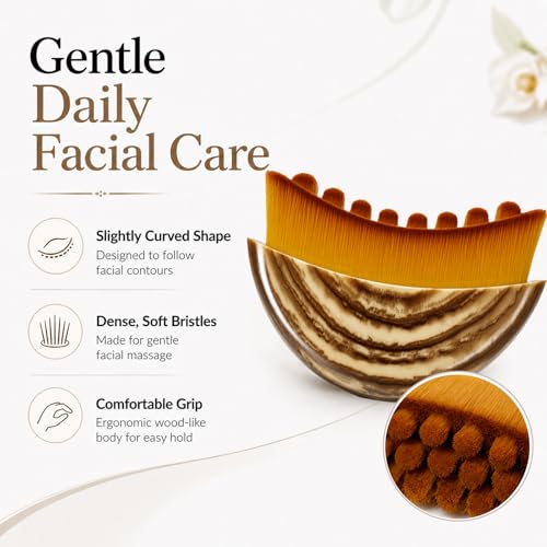 Lymphatic Contour Face Brush, Soft Gua Sha for Lymphatic Drainage Massager -Anti-Puffiness, Lift, Chin & Jawline Sculpting, Dry Face Brush for Ergonomically Designed to Fit The Skin Precisely
