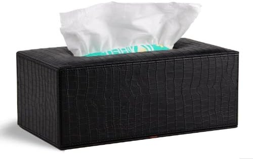 Yitao Deal Euro PU leather wood Black-Crocodile Pattern PU Leather sheepskin lovely creative napkin box tray pumping fashion tissue box