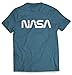 Revel Shore Men's Retro Vintage NASA Worm Logo Premium Soft T-Shirt (Large, Indigo Blue)