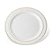 DELUXE PLASTIC PARTY DISPOSABLE PLATES | 9 Inch Hard Wedding Plates for Dinner/Lunch | White/Gold Rim, 20 Pack | Elegant & Fancy Heavy Duty Party Supplies Plates for Holidays & Occasions