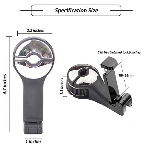 Car Seat Headrest Hooks,Universal Car Seat Hooks for Purse and Bags with phone Holder and lock(Silver-set of 2)