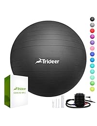 Trideer Exercise Ball (45-85cm) Extra Thick Yoga Ball Chair, Anti-Burst Heavy Duty Stability Ball Supports 2200lbs, Birthing Ball with Quick Pump (Office & Home & Gym)