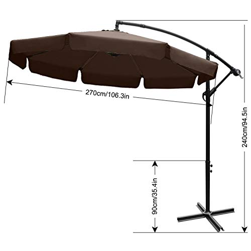 ABCCANOPY 270cm Sonnenschirm,Marktschirm Gartenschirm Terrassenschirm,Gestell Stahl,Braun – Bild 4