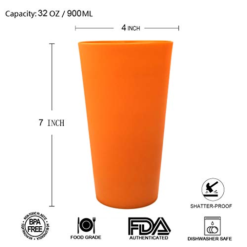 32-ounce Plastic Tumblers Large Drinking Glasses, Set of 12 Multicolor - Unbreakable, Dishwasher Safe, BPA Free