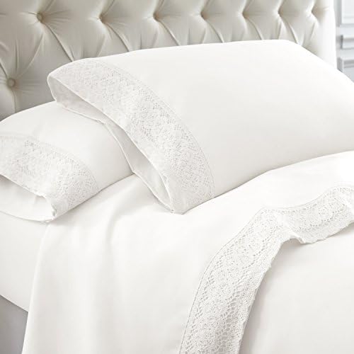 Amrapur Overseas 4-Piece Crochet Lace Bed Sheet Set Queen White