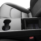 CupHolderHero for Tesla Model 3 2017-2020 Custom Fit Cup Holder and Center Console Compartment Liner Accessories 7-pc Set (Dark Blue Trim)