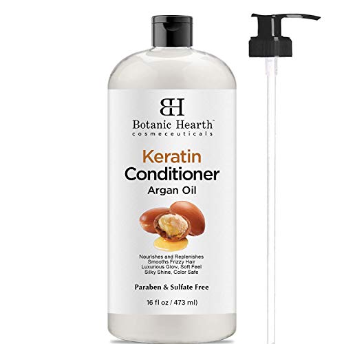 Keratin Conditioner with Argan Oil by Botanic Hearth - Natural Sulfate Free Keratin Hair Treatment for Normal, Dry or Damaged Hair - All Hair Types, Women and Men, Color Treated Hair - 16 fl oz