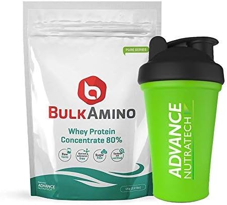 BULKAMINO Advance Nutratech Amino Whey Protein Concentrate Raw Protein Shaker (33 Servings, 1 Kg, 2.2 lbs)