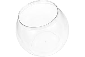 Housoutil Transparent Tabletop Fish Tank Globe Fish Bowl 5.90X5.90X5.11In Clear Plastic Aquarium Bowl for Home Office Decor a
