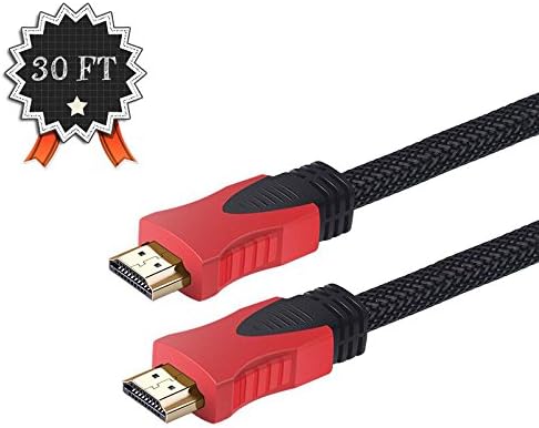 HDMI Cable, Latest Standard HDMI 2.0 4K Ready 28AWG Nylon Braided Extremely Durable High-Speed HDMI HDTV Cable - Supports Ethernet, 3D, 4K and Audio Return - 30FT