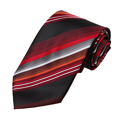 Dan Smith DAA7A18D Black Dark Red Stripes Microfiber Neck Tie Formal Wear Gift Tie