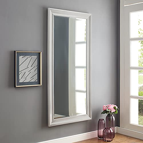 Naomi Home Beaded Framed Leaner Huge Floor Mirror Silver Floor Mirror