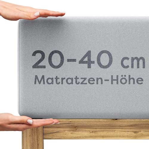 Wolkenfeld Spannbettlaken 200x220cm – 220x240cm – Premium Jersey Baumwolle mit 5% Lycra – Faltenfreies Bettlaken für hohe Matratzen bis 40 cm – Atmung
