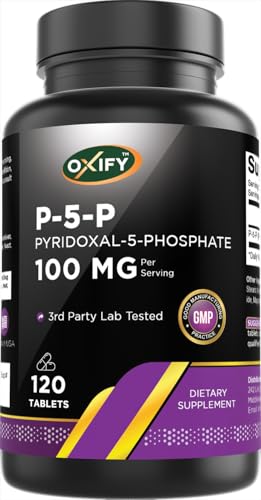 Oxify P-5-P Pyridoxal-5-Phosphate 100 mg | 120 Tablets | Gluten-Free, Non-GMO | Supplement Made in USA