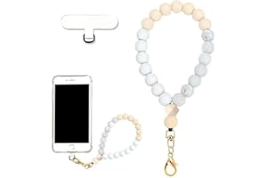 Nivofu Beaded Phone Wrist Strap, Silicone Phone Bracelet Strap with Tether Tab, Hands-Free Cellphone Wristlet Lanyard