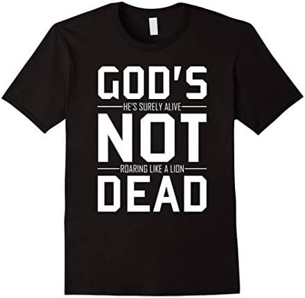 Men's God's not dead He's surely alive Roaring like lion Jesus Tee Large Black