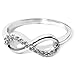Sterling Silver Rhodium Plated Forever Infinity Cubic Zirconia Ring Love & Friendship Sizes 3~9