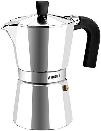 MonixVitro Expres Non-Stick Coffee Maker, Aluminium, Silver, 6 Cups
