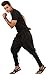 Men's Women's Harem Pants – 100% Cotton Samurai Style, Baggy Wide-Leg, Elastic Waist, 2 Pockets – Casual Yoga Lounge Wear Black