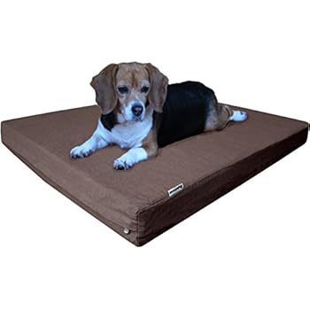 Dogbed4less Orthopedic Memory Foam Dog Bed for Medium Dogs with Washable Denim Cover, Waterproof Liner and Extra Pet Bed Case, 37X27X4 Inch, Brown
