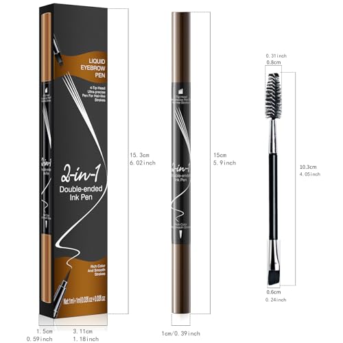 Eyebrow Pencil, Waterproof 2 in 1 Dual Ended Eyebrow Pencil with Microblading Durable Eyebrow Pencil with Eyeliner Pen Head for Multiple Uses (Dark Brown)