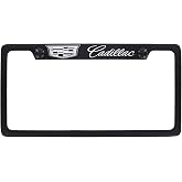 Cadillac Black Powder Coated Chrome Exposed Graphics Metal License Plate Frame