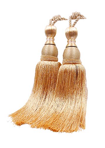 Inesun 1 Pair Tassels Curtain Tiebacks Home Decorative Window Drapery Ball Tassels Rope Holdbacks (Gold)
