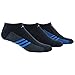 adidas Men's Superlite Stripe No Show Socks (3-Pair), Black/Shock Blue/Graphite, Large