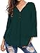 Happy Sailed Women Flare Sleeve Lace Splice Loose Trim Casual Blouse T-shirt Tops, Large Blue Green