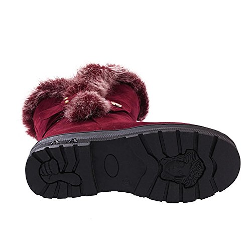 Fur Booties for Women, Sunyastor Women Boots Slip-On Soft Snow Boots Flat Winter Fur Lined Ankle Boots Shoes