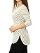 Allegra K Women Diagonal Stripes Long Drop Sleeves Top M Ivory