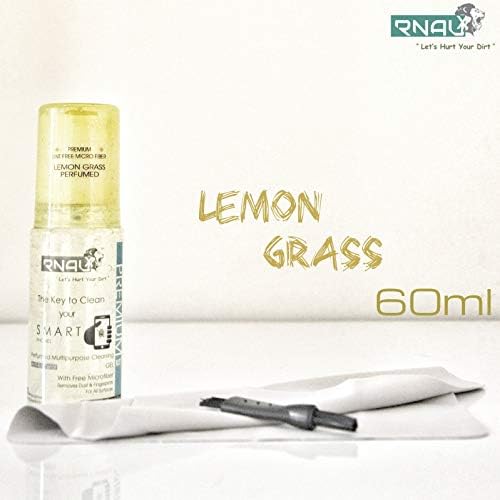 RNAUX Premium Smart Phone Perfumed Cleaning Gel Spray Kit with Premium Microfiber and Cleaning Brush (Lemon Grass, 60 ML) * Proudly Make in India *