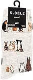 K. Bell Women's Fun Novelty Crew, Gray Heather Dog Sitting, 9-11