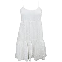 Mogul Interior Womens White Dress Crossback Flare Tiered Flirty Beach Holiday Sundress